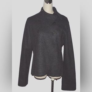 SIERRA CLUB SIZE L DARK GRAY 100% WOOL JACKET BLAZER Coat Short Top